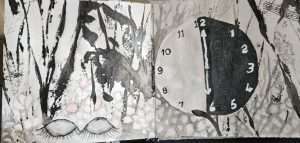 Painting of the clock night and day