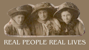 Three ladies dressed in late 1800's clothes